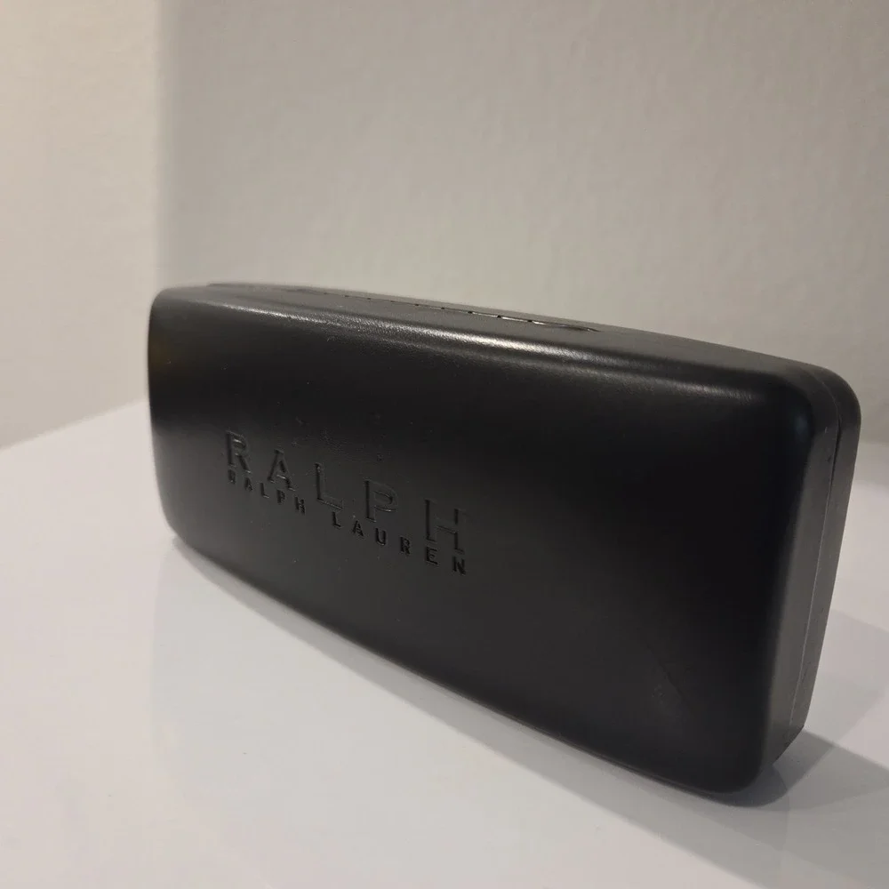 RALPH LAUREN BLACK AUTHENTIC EYEGLASSES SUNGLASSES HARD CLAM SHELL CASE + CLOTH